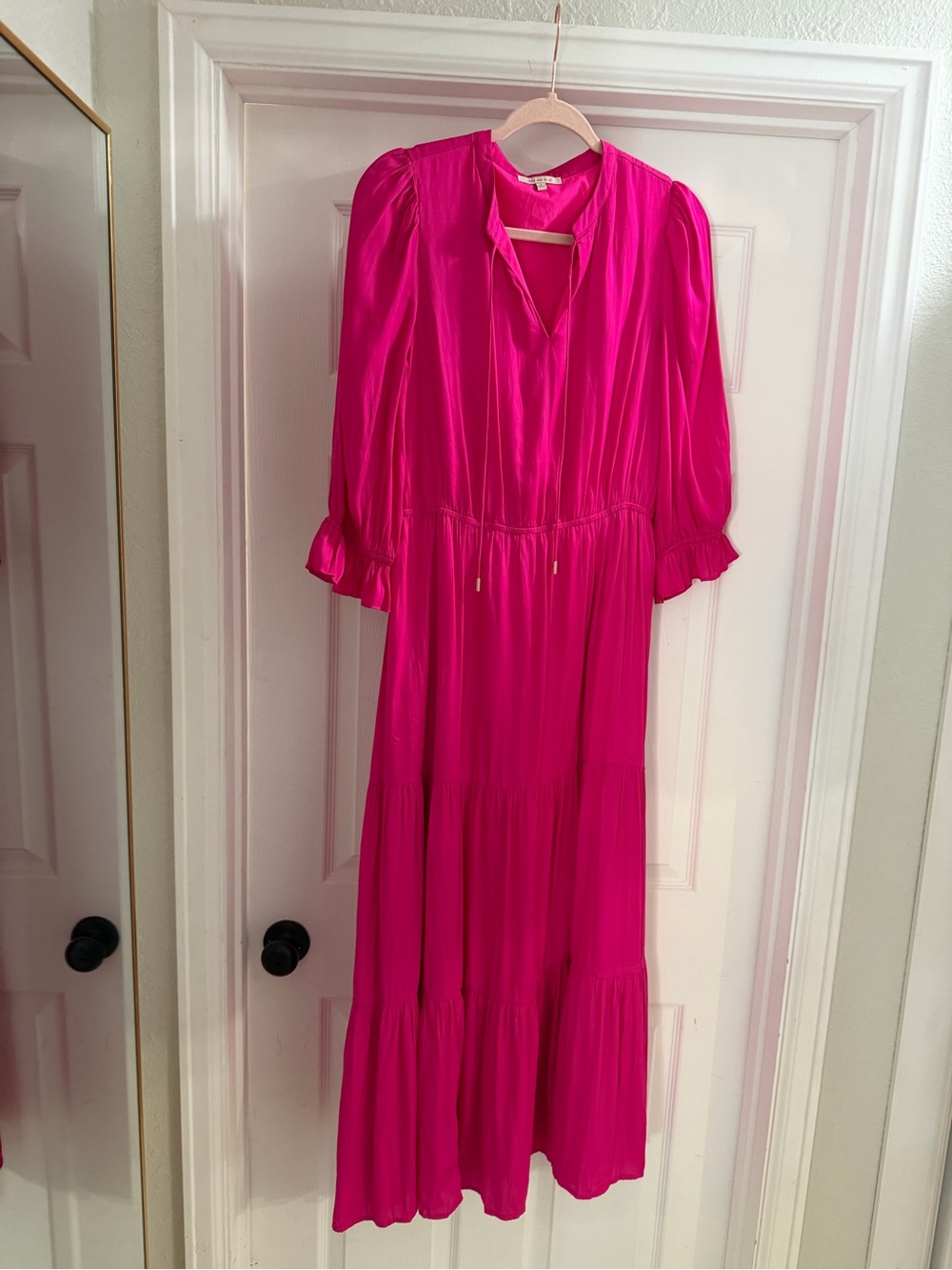 Bright Pink Tiered Maxi Dress